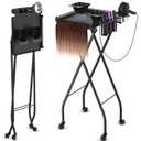 TASALON Professional Hair Styling Station Cart, Metal Rolling Hair Stylist Cart with 2 Magnetic Hair Color Bowls, Salon Trolley with Tool Holder and Hair Extension Stand for Hair Salon Stations (Modern Black)
