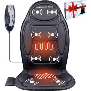 Back Massager Seat Cushion with Heat,8 Vibration Motors Massage Chair Pad for Back, Deep Tissue Vibration Seat Massager Cushion for Back Pain ReliefHome Office Chair Use, Gifts for Women,Men,Black