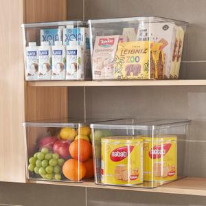 4Extra Large Lidded Plastic container , Clear Stackable Storage Boxes for Cabinets, Organization and Storage for Shelves Office Bathroom (4Extra Large)