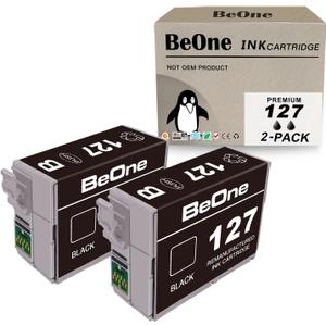 BeOne Remanufactured Ink Cartridges Replacement for Epson T127 127 to use with Workforce 60 545 630 633 635 645 840 845 WF-3520 WF-3530 WF-3540 WF-7010 WF-7510 WF-7520 Printer (2 Black)