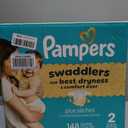 Pampers Swaddlers Diapers, Size 2 (10-22 lbs), 148 Count, Absorbent, Keeps Baby Dry and Comfortable, Skin Safe Disposable Baby Diaper