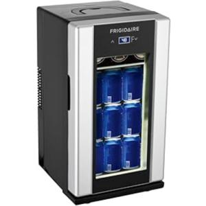 Frigidaire EFMIS567_AMZ, Retro Mini Drink Fridge. 18 Cans Or 4 Wine Bottles, Thermoelectric Drink Fridge- Stainless