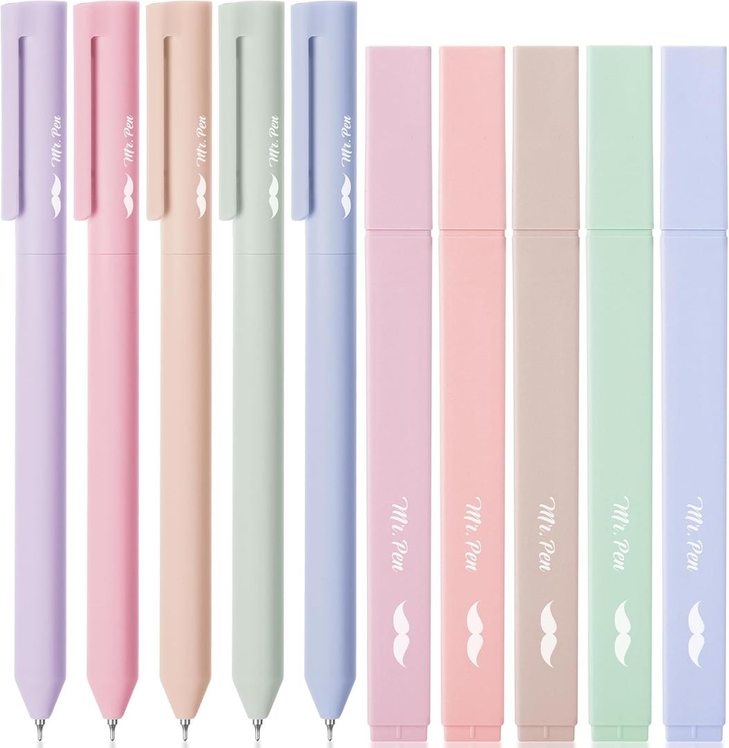 Mr. Pen- Aesthetic Highlighters and Gel Pens, 10 Pack, Assorted Colors Bible Highlighters No Bleed, Fine Point 0.5mm Colored Ink Gel Pens, Fast Dry and No Smear for Bible Journaling, School Supplies