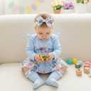 Newborn Baby Girl My 1st Easter Outfit Bunny Romper Bloomers Tutu Skirt Socks Headband Set First Easter Outfit, 0-3 Months