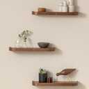 Kazai. 18.5 inches Floating Shelves for Wall 'Toke' | Set of 3 Small Mounted Wooden Shelf Units | Modern Wall Decor & Storage for Living Room, Bathroom, Kitchen, Bedroom & More | Walnut