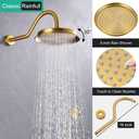 Brushed-Gold Antique Shower System with Jets: 9 inch Rain Faucet Sets Complete Wall Rainfall Head and Handheld Spray Fixtures Combo, 3 Way Diverter Brass Rough in Valve Trim Kit
