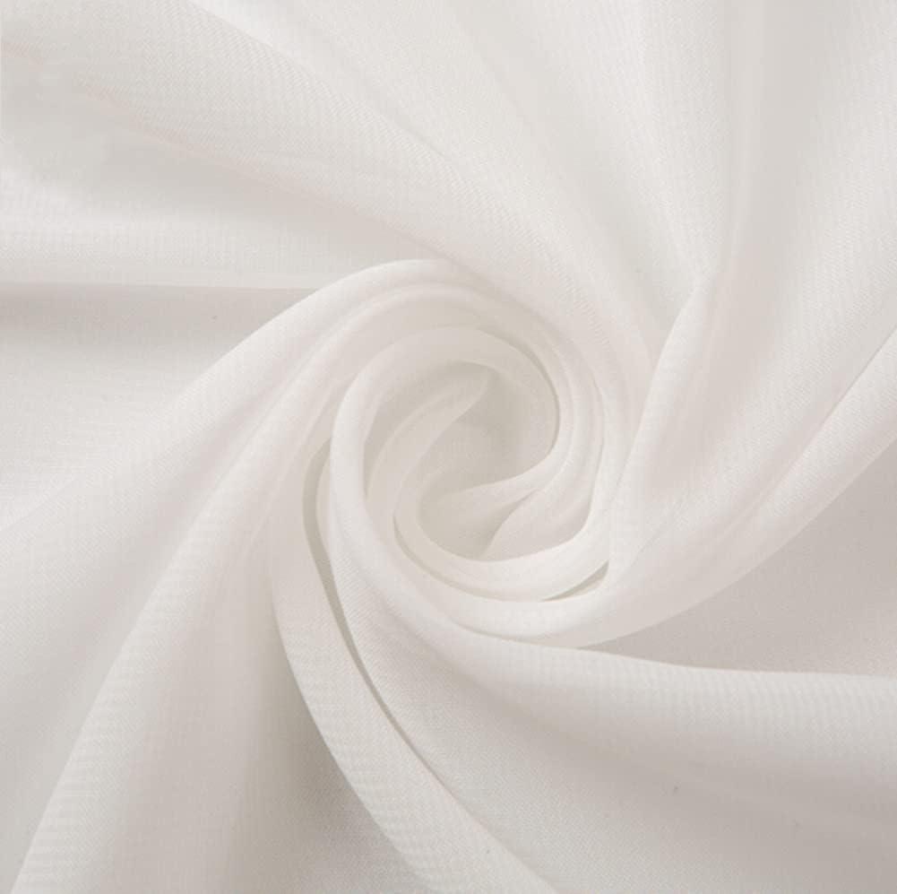 58" Solid Color Chiffon Fabric Rustic Sheer Bridal Wedding Party Decorations Backdrop, Ivory, 5 Yards