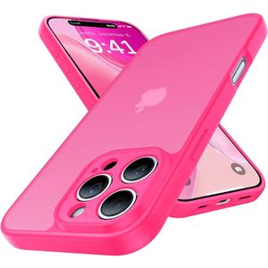 Shockproof for iPhone 16 Pro Case, [Full Camera Protection] [Military-Grade Drop Protection] Protective Anti-Yellow Slim Translucent Skin-Friendly for iPhone 16 Pro Phone Case, Hot Pink