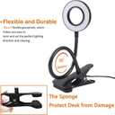 Brokimis Clip on Light LED Reading Book Study Lamp 3 Color Modes 10 Brightness Eye Protection 360 Flexible Gooseneck Student Dormitory Office Desk Lamp at Night in Bed, Black