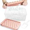 WIBIMEN Ice Cube Tray with Lid and Bin - Round Ice Trays for Freezer with Lid - Ice Cube Trays for Freezer with Ice Container (1"-2Pack,Pink)