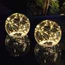 Solar Floating Pool Lights, Warm White LED Solar Glow Globe Pool Light That Float, Auto ON/Off Waterproof Pool Floating Light, 7 Floating Lights for Pools Yard Party Wedding Decor(2 Pieces)