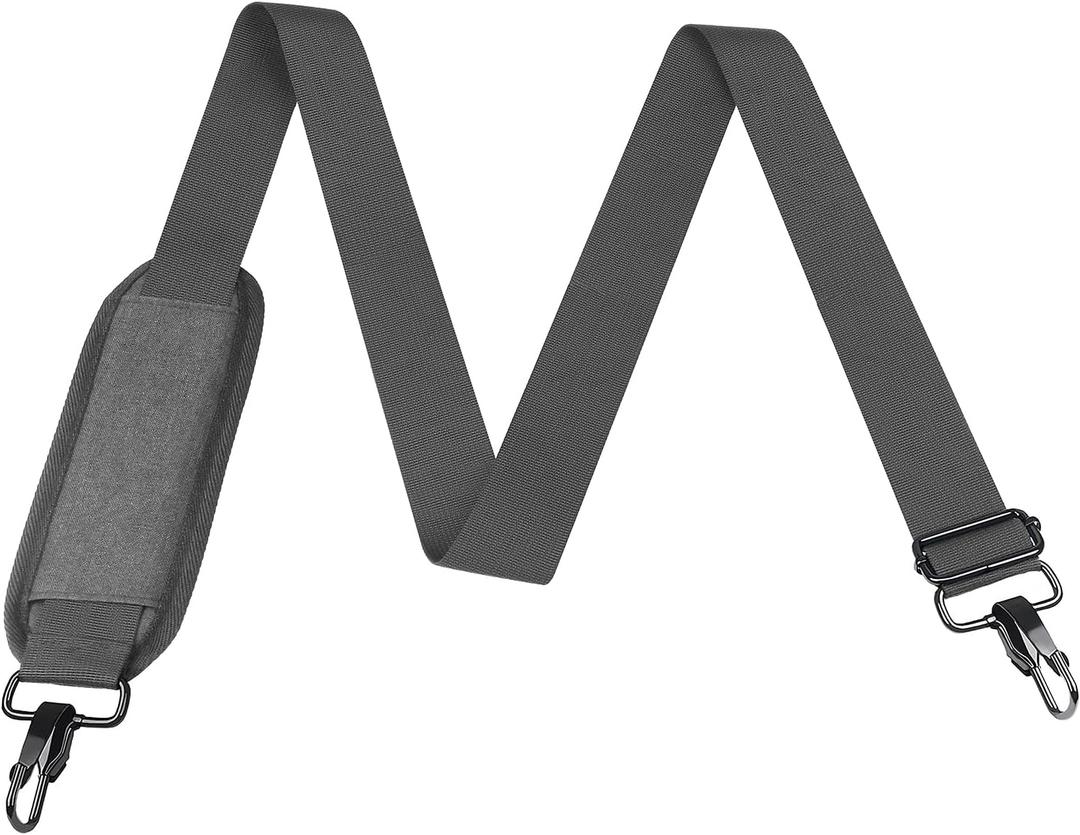 Shoulder Strap 56 inch, Universal Adjustable Thick Soft Duffel Bag Shoulder Strap Replacement Comfortable Belt with Metal Swivel Hooks for Laptop Messenger Bag, Briefcase, Shoulder Bag, Dark Gray