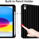 Case for iPad 11th (A16) 11-inch 2025 / 10th Generation 10.9-inch 2022, Striped Cute Girly Collegiate Style Case with Pencil Holder for Kids, Boys, Girls, Anti-Slip, Anti-Shock - Black