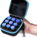9 Vials Holder, Insulin Peptide Vial Case for Fridge, with Hand Strap, Fits 5ml 10ml Vial for Peptide, GLP-1 and Insulin Storage, Not Fit Tall 10ml Vial,Black and Blue Zipper