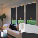 Motorized Blinds No Drill Automatic Blinds for Windows Cordless Roller Shades Electric Blinds with Remote Control Smart Blinds (Black, 34.5 x 72)