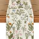 Artoid Mode Wildflowers Floral Spring Table Runner, Butterfly Seasonal Summer Kitchen Dining Table Decoration for Home Party Decor 13x90 Inch (Beige)