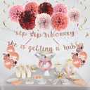 Bachelorette Party Decorations Bridal Shower Supplies Rose Gold Kit Ring Balloons,Banner,Swirl,Paper Pom Poms,Bride to Be Sash for Hens Night Party Decoration