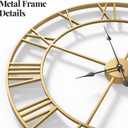 Cuspin 24 Inch Large Wall Clock, Gold Clocks for Living Room Decor, Silent Non Ticking Battery-Operated Metal Round Wall Clock Decorative Modern Design Home Decor - Roman Number