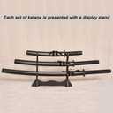 3pc Set Japanese Samurai Sword with Display Stand,Iaido Katana Carbon Steel Blade Real Sword for Display Decoration and Gift