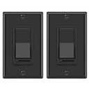 BESTTEN 2 Pack Dimmer Wall Light Switch, Single Pole or 3-Way LED Slide Dimmer Switch, Compatible with Dimmable LED, Incandescent, Halogen and CFL Bulbs, Wallplate Included, UL Listed, Gloss Black