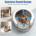 Stainless Steel Cat Litter Box with Lid, Extra Large 11.8" High Side Round Metal Litter Pan with Litter Scoop & Litter Box Step, Durable, Odor Control, Easy Clean for XL/XXL Big Cats & Multi-Kitty