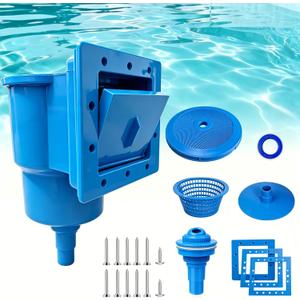 Wide Mouth Above Ground Pool Skimmer, ABS Construction Thru-Wall Pool Skimmer with Snap-in Removable Weir for Above Ground Pools