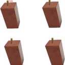 4Pcs Solid Wood Legs Forniture,Wooden Square Sofa Feet,Cabinet Replacement Feet,Tv Coffee Table Chair with Bolt M8/Brown/5Cm/2In