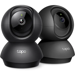 Tapo 2K Indoor Pan/Tilt Wired Security Camera - Works as a Baby Monitor & Pet Camera, Motion Detection, 2-Way Audio, Siren, Night Vision, No-Subscription Local Storage or Optional Cloud, C211 (2-Pack)