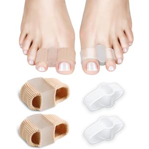 4Pcs Toe Separators for Bunion Correction, Big Toe Straightener Elasticity Hammer Bunion toe Corrector Toe Spacers for Feet Women Men Toe Correct, with 2 Loops (2 Nylon+2 Gel)