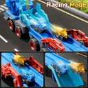 PEADUCK Toddler Car Truck Toys for Kids Ages 3-5, 10-in-1 Dinosaur Carrier Truck with Foldable Track Toys with Spray, Light & Sounds and 9 Dino Cars, Birthday Gift for 3 4 5 6 7 8 Years Old Boys Girls