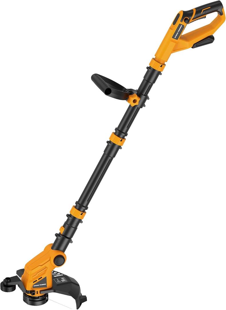 Houselife 12" Cordless String Trimmer Compatible with Dewalt 20V Max Battery (No Battery), Auto Feed Cordless Weed Eater&Weed Wacker, Lightweight Electric 20V Weed Trimmer&Edger for Lawn, Garden, Yard (Orange)