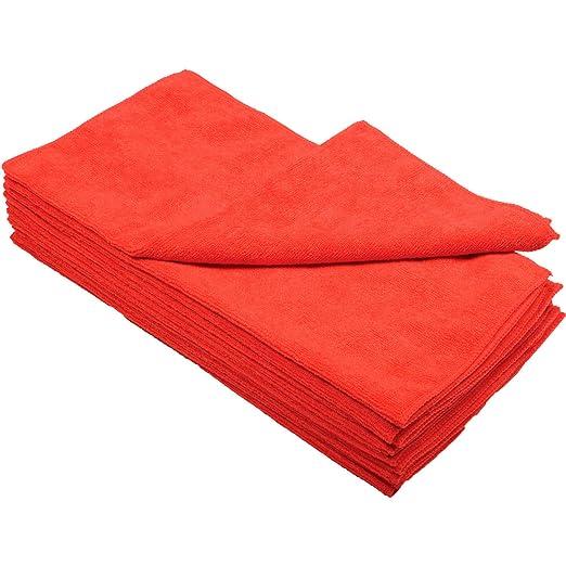 Global Industrial 16" x 16" 300 GSM Microfiber Cleaning Cloths, Red, 12 Cloths/Pack, for All Janitorial, Food Service and General Purpose Applications