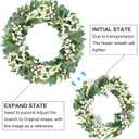 Eucalyptus Wreaths for Front Door, 18Inch Artificial Green Front Door Wreath Spring Summer Porch Decor with Berries for Home Farmhouse Wall Outdoor Decorations.