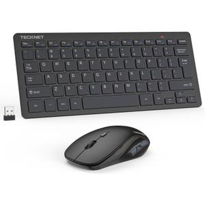 TECKNET Wireless Keyboard and Mouse Combo, Mini Cordless Computer Keyboard and Mouse Set 2.4GHz, Silent Adjustable 1600 DPI, Quiet Click, Lag-Free for Computer, Laptop, PC, Windows, Mac, Chrome OS (Black)