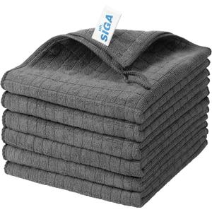 MR.SIGA Microfiber Cleaning Cloth, All-Purpose Cleaning Towels, Pack of 6, Size 13.8 x 15.7 in (Grey)