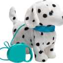 HollyHOME Plush Animated Puppy Dalmatian Puppy Dog Toy Pet with Remote Control Leash Walking, Barking and Waging Tails Electronic Puppy 11 Inches Gifts for Kids