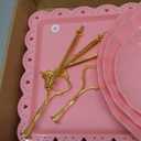 5 Pcs Dessert Table Display Set, Pink Plastic 2 Pcs Round 3 Tier Cupcake Stand Cup Cake Tower Stand with Metal Rod & 3 Pcs Serving Tray for Baby Shower, Tea Party, Wedding, Birthday Party