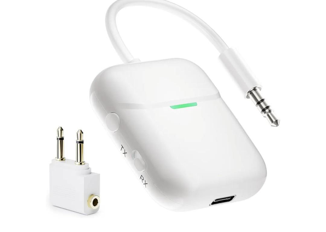 Nulaxy Air in-Flight Bluetooth Wireless Audio Transmitter Receiver for up to 2 AirPods & Wireless Headphones, Bluetooth Adapter for All 3.5mm Jacks on Airplanes, Gym Equipment, TVs & Gaming Consoles