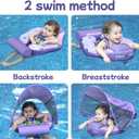Mambobaby Float with Canopy and Tail New Upgraded Non-Inflatable Baby Pool Float Mambo Float Swim Trainer Solid Infant Swim Float Adjustable Pearl Foam Baby Swim Ring Cloth ZS Purple