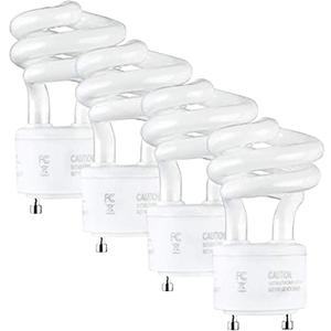 13Watt T2 Spiral CFL GU24 2 Prong Light Bulb Base 2700K 900lm -UL Approved 120v 60Hz Light Bulb- Mini Twist Lock Spiral -Self Ballasted Compact Fluorescent -Warm White Light 4pack