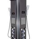 ELLO&ALLO LED Shower Panel Tower System, Hydroelectricity Display Rain Massage with Jets, Brushed Black