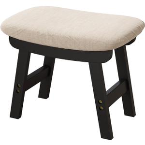 Foot Stool, Foot Stool Small, Ottoman Wood Foot Rest for Living Room, Bedroom, and Kitchen (Black-beige)