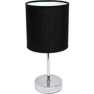 Simple Designs LT2007-BLK Chrome Mini Basic Table Lamp with Fabric Shade, Black (No Bulb)