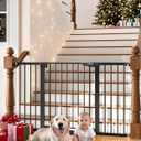 Cumbor 29.7-54.2" Wide Baby Gate for Stairs, Mom's Choice Awards Winner-Self Closing Dog Gate Indoor for Doorways, No Drilling Pressure Mounted Pet Gates for Kids, Easy Walk Through Safety Gate, Black