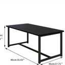 35.4" Rectangular Coffee Table for Living Room, Modern Industrial Style Coffee Table Center Table with Metal Frame for Small Space, Apartment, Office, Easy Assembly, Black, 17.7" x 35.4" x 16.5"