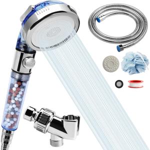 REHAVE Filtered Shower Head - 59 Inch Expandable Handheld Hose, Leakproof Flexible Hose Extension, High Pressure Shower