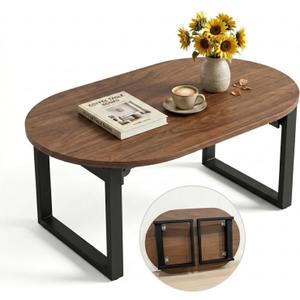 Walnut Folding Low Coffee Table for Small Spaces, Living Room,35inch Brown | No Assembly Required, Supports 240 lbs, Portable,Sturdy & Stable, Water-Resistant, Scratch-Resistant, Easy Storage, low, 35.5"L x 21.7"W x 13.5"H