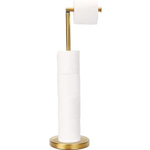 Toilet Paper Holder Stand Bathroom Toilet Paper Storage for 4 Paper Rolls with Heavy Base, Freestanding Toilet Paper Roll Holder (Gold)