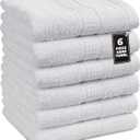 White Hand Towels for Bathroom - Pack of 6 (16"x28") 100% Cotton Hand & Face Towels - Soft, Durable, Quick Dry & Highly Absorbent, Fingertip Towel for Bathroom - Great for Gym, Salon, Spa & Family Use