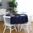 FOLINS&HOME Navy Blue Round Tablecloth 60 Inch Waterproof Heavy Duty Wrinkle Free Polyester Fabric Table Cloth, Spillproof Washable Table Cover for Party, Camping, Picnic, Banquet Indoor and Outdoor